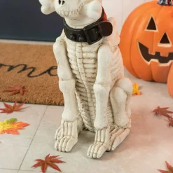 Glitzhome® 20.5" Lighted Halloween Skeleton Dog Porch Décor with Timer