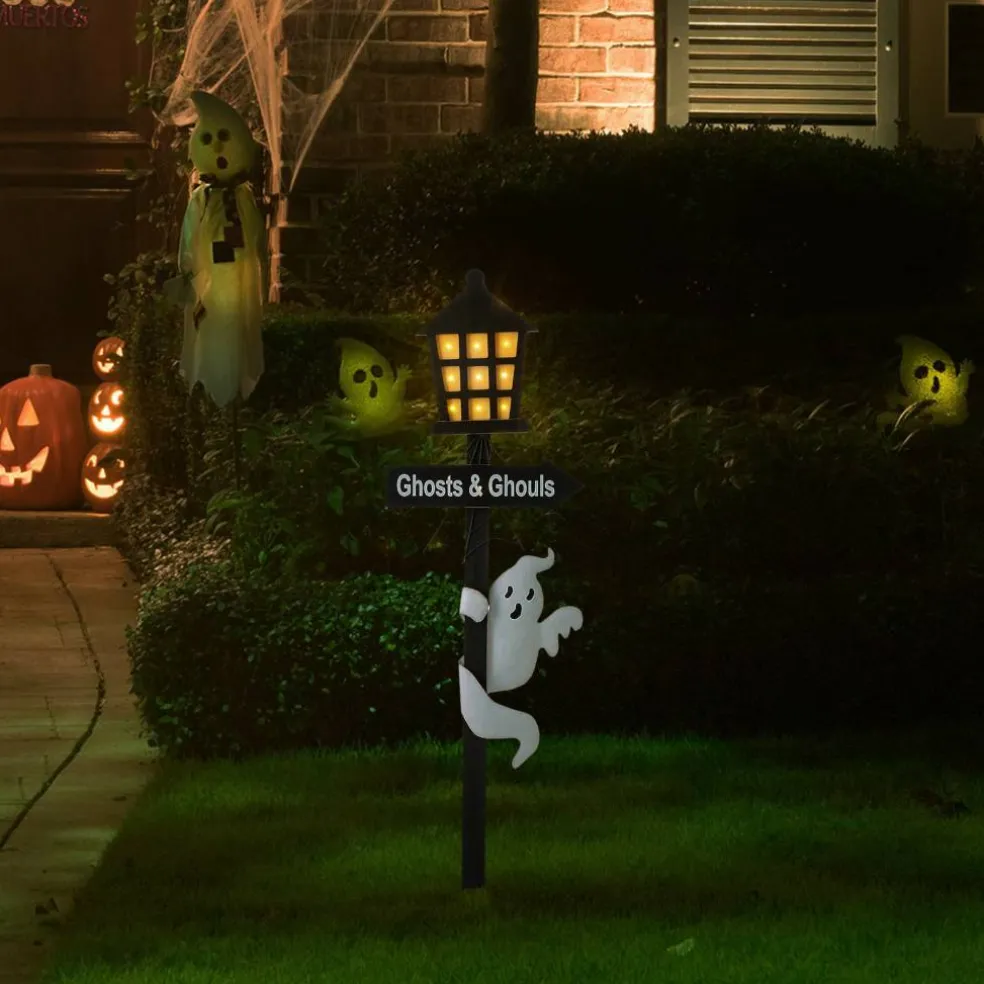 Glitzhome® 42" Lighted Halloween Haunted House Yard Stake with Timer