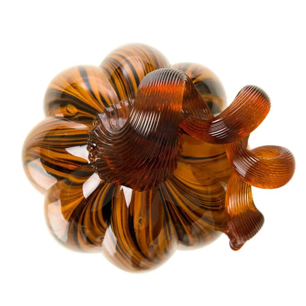 Glitzhome® Medium Glass Pumpkin, Multicolor Stripes