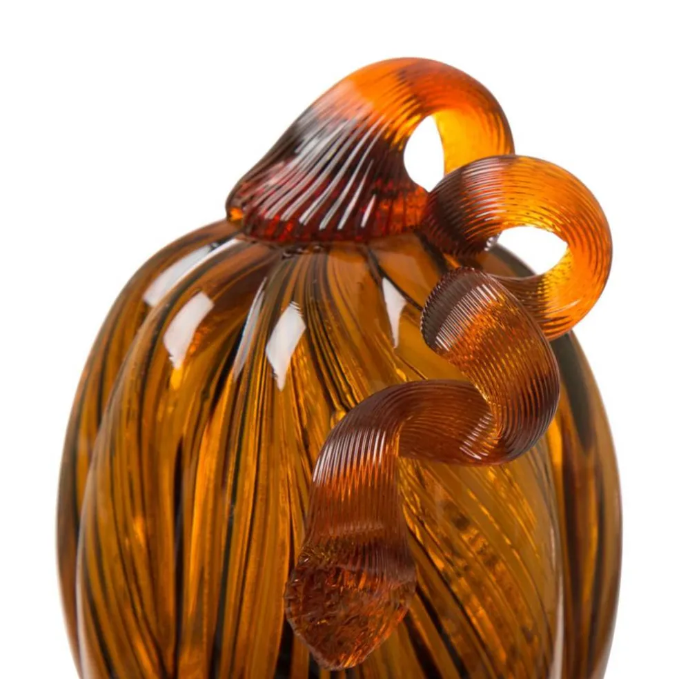Glitzhome® Medium Glass Pumpkin, Multicolor Stripes