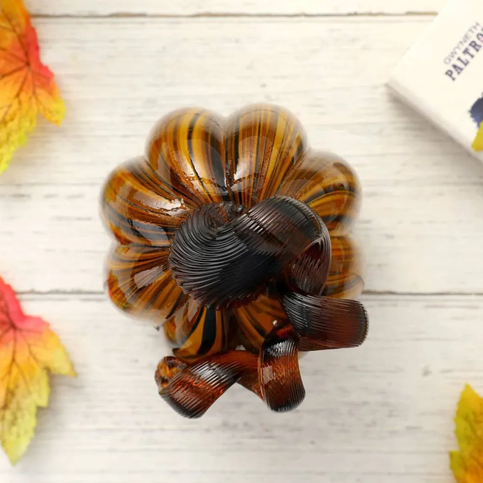 Glitzhome® Medium Glass Pumpkin, Multicolor Stripes