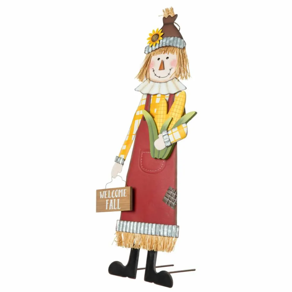 Glitzhome® 37.25" Metal Scarecrow Yard Stake/Standing/Hanging Sign