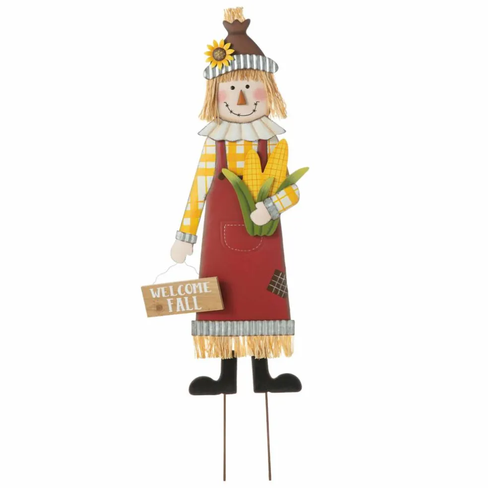 Glitzhome® 37.25" Metal Scarecrow Yard Stake/Standing/Hanging Sign