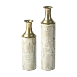 Glitzhome® Modern White & Gold Metal Floor Vases Set