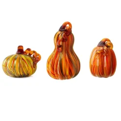 Glitzhome® Multi Striped Glass Pumpkin & Gourd Set