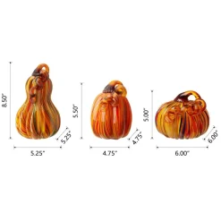 Glitzhome® Multi Striped Glass Pumpkin & Gourd Set