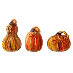 Glitzhome® Multi Striped Glass Pumpkin & Gourd Set