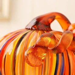 Glitzhome® Multi Striped Glass Pumpkin & Gourd Set