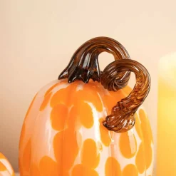 Glitzhome® Orange Glass Pumpkin & Gourd Set