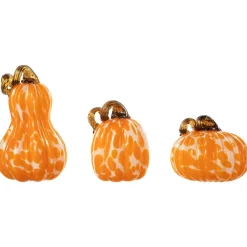 Glitzhome® Orange Glass Pumpkin & Gourd Set