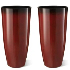 Glitzhome® Oversized Gradient Faux Ceramic Tall Plastic Planters, 2ct.