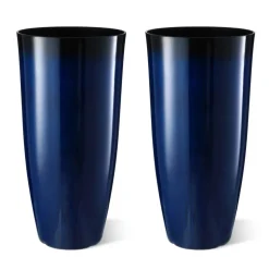 Glitzhome® Oversized Gradient Faux Ceramic Tall Plastic Planters, 2ct.