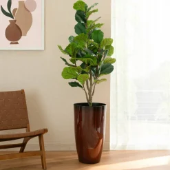 Glitzhome® Oversized Gradient Faux Ceramic Tall Plastic Planters, 2ct.