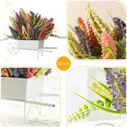 Glitzhome® 11" Pink, Purple & Yellow Mixed Heather Cart Centerpiece