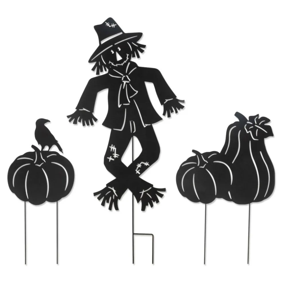 Glitzhome® Set of 3 Fall Metal Scarecrow Silhouette Yard Stakes