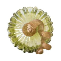 Glitzhome® Short Crackle Glass Pumpkin, Green