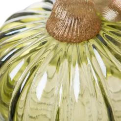 Glitzhome® Short Crackle Glass Pumpkin, Green