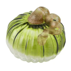 Glitzhome® Short Crackle Glass Pumpkin, Green