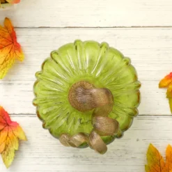 Glitzhome® Short Crackle Glass Pumpkin, Green