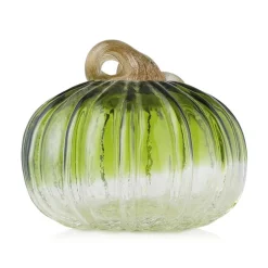Glitzhome® Short Crackle Glass Pumpkin, Green