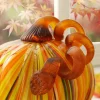 Glitzhome® Short Glass Pumpkin, Multicolor Stripes