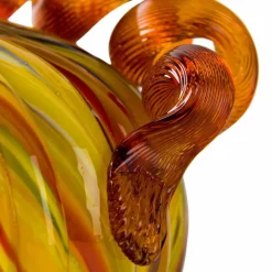 Glitzhome® Short Glass Pumpkin, Multicolor Stripes