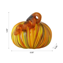 Glitzhome® Short Glass Pumpkin, Multicolor Stripes