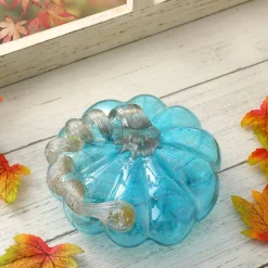 Glitzhome® Short Glass Pumpkin, Blue
