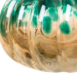Glitzhome® Small Glitter Glass Pumpkin, Blue & Gold