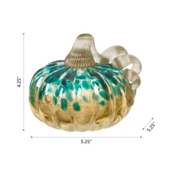 Glitzhome® Small Glitter Glass Pumpkin, Blue & Gold
