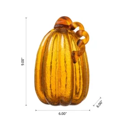 Glitzhome® Tall Crackle Glass Pumpkin, Amber