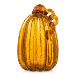 Glitzhome® Tall Crackle Glass Pumpkin, Amber