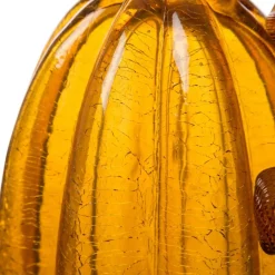 Glitzhome® Tall Crackle Glass Pumpkin, Amber