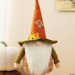Glitzhome® Telescoped Fabric Fall Gnome Standing Décor
