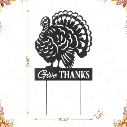 Glitzhome® 30" Thanksgiving Metal Silhouette Turkey Yard Stake