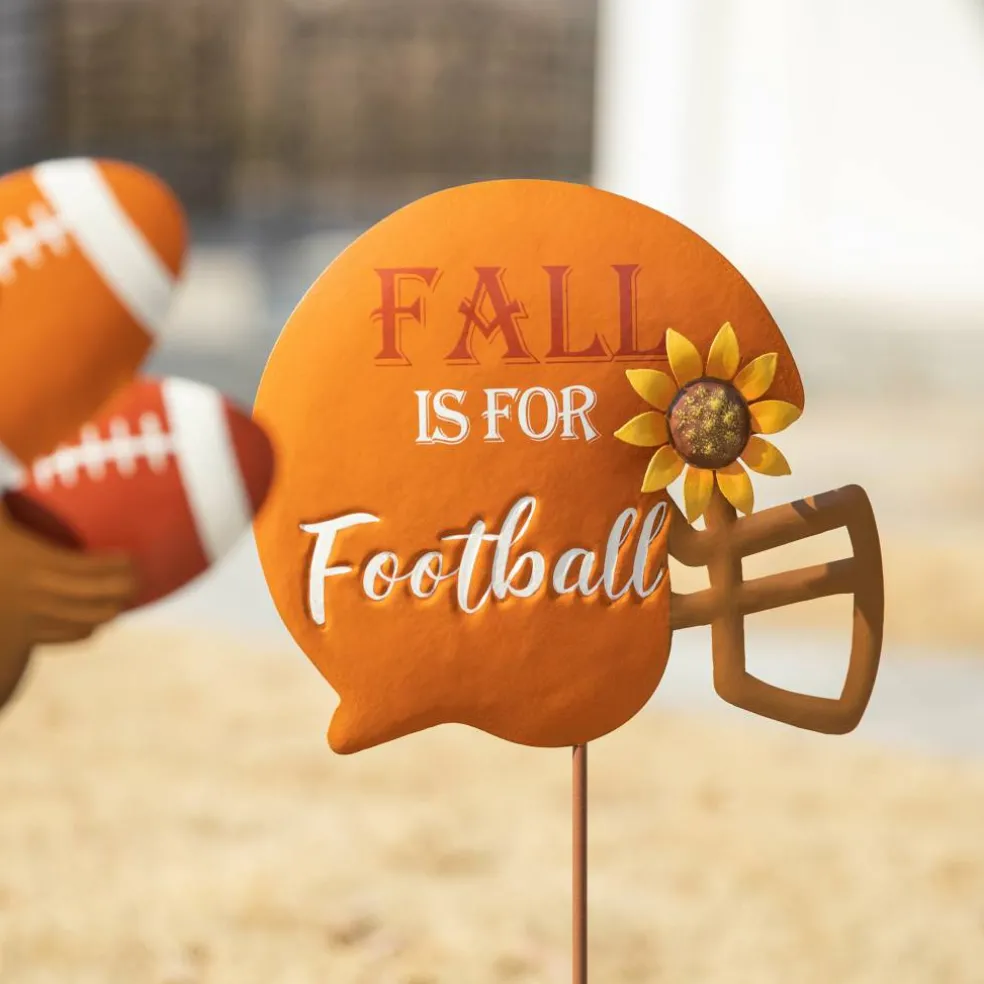 Glitzhome® 24" Thanksgiving Metal Football & Turkey Yard Stakes Set
