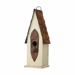 Glitzhome® 13.25" White Distressed Wood Birdhouse