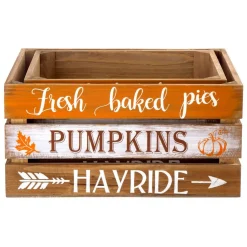 Glitzhome® Wooden Pumpkin Crate Set