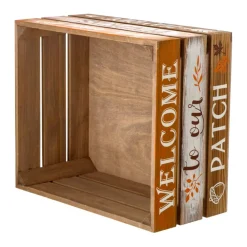 Glitzhome® Wooden Pumpkin Crate Set