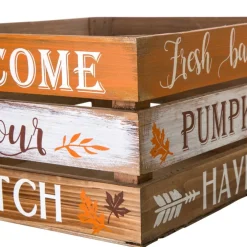 Glitzhome® Wooden Pumpkin Crate Set