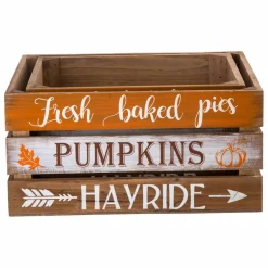 Glitzhome® Wooden Pumpkin Crate Set