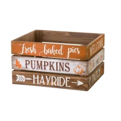Glitzhome® Wooden Pumpkin Crate Set