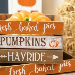 Glitzhome® Wooden Pumpkin Crate Set