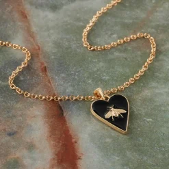 Gold & Black Heart Bee Pendant by Bead Landing™