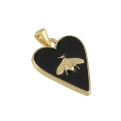 Gold & Black Heart Bee Pendant by Bead Landing™