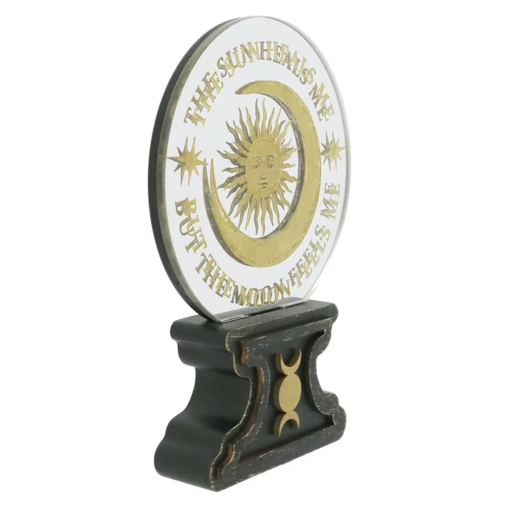 7.25" Gold & Black Sun & Moon Mirrored Tabletop Décor by Ashland®