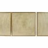 Gold Canvas Ripple Starburst Framed Wall Art with Gold Frame Set of 3 32", 16", 16"