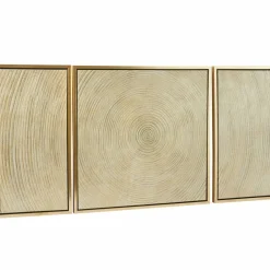 Gold Canvas Ripple Starburst Framed Wall Art with Gold Frame Set of 3 32