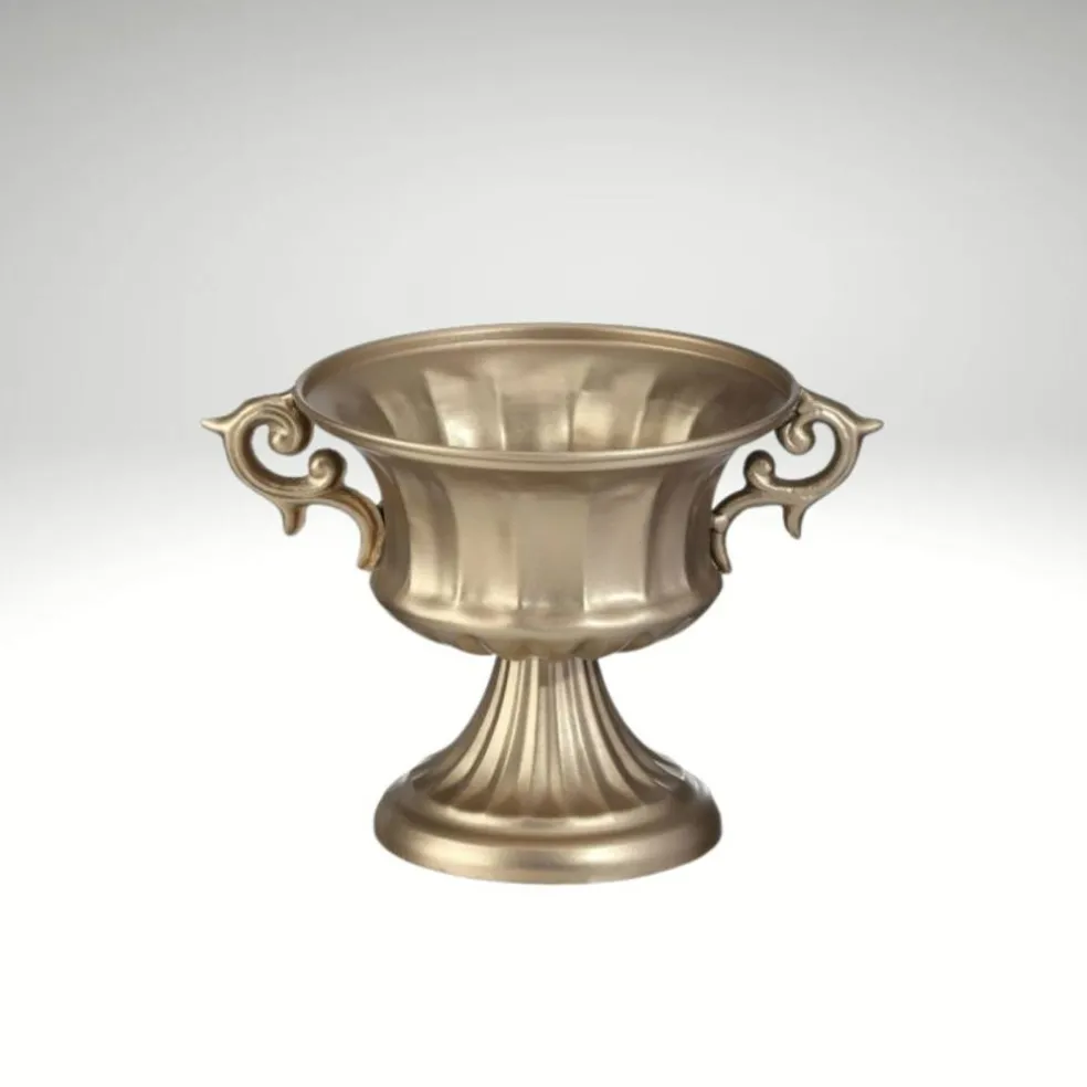 Gold Decorative Metal Trophy Bowl Pedestal Decor-MT26510