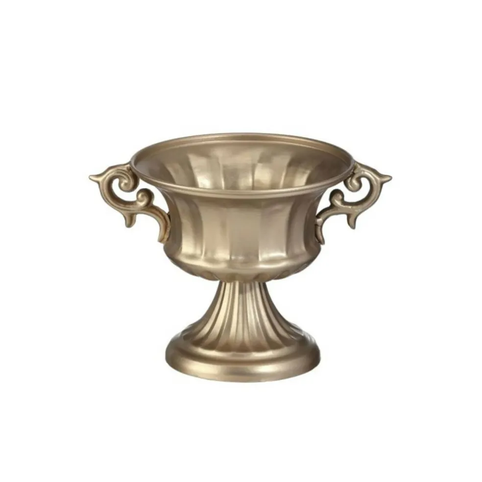 Gold Decorative Metal Trophy Bowl Pedestal Decor-MT26510